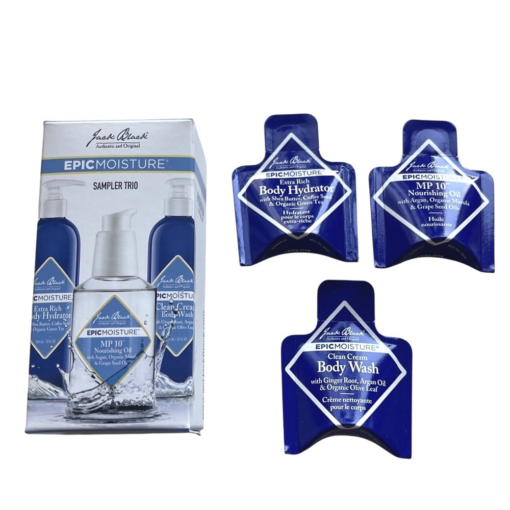 Jack Black Epic Moisture Sample Trio Nourishing Oil Body Hydrator Body Wash Mini